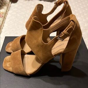 Women's Suede Block Heeled Sandals
